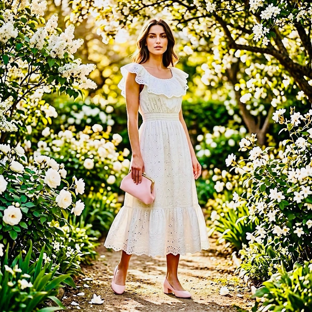 GAP Cream Eyelet Maxi Dress